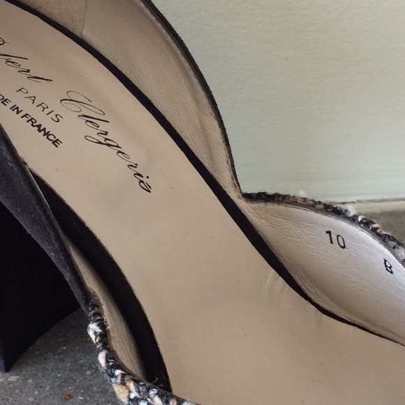 ROBERT CLERGERIE PARIS Brown Suede & Tweed Pump Heels